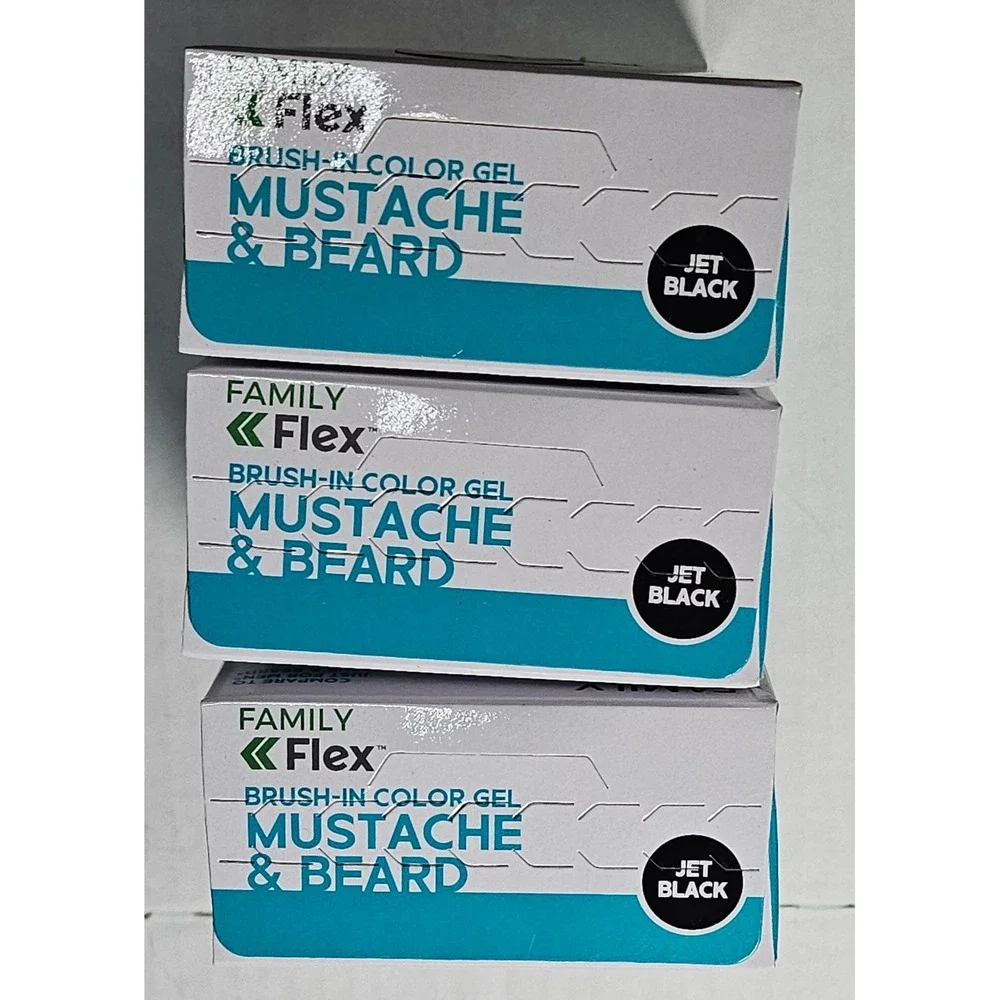 3 Pack Family Flex Mustache & Beard Brush-In Color Gel Jet Black 5‎ Min Fix